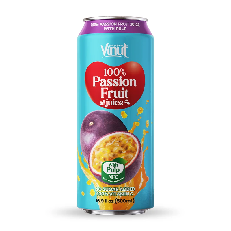 500ml Can VINUT 100% Fresh Passion Fruit juice Drink with Pulp Manufacturer Directory No Sugar Added