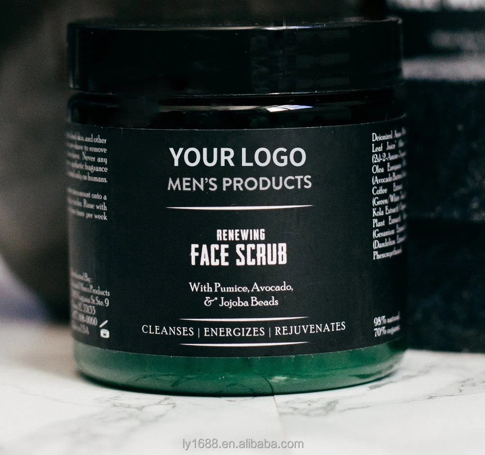 Private Label Natural Organic Deep Exfoliating Facial Scrub for Men Face Care Acne Treatment Whitening Sloughs Away Oil