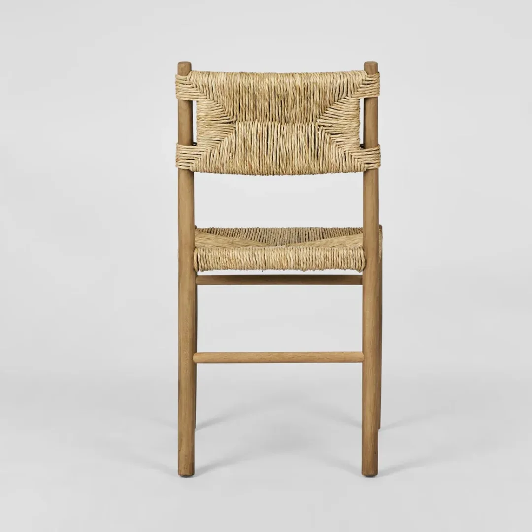Outdoor Dining Chair with Teak Wood Frame Rattan Wicker Rope Garden Furniture for Hotel Courtyard Villa Leisure for Living Room