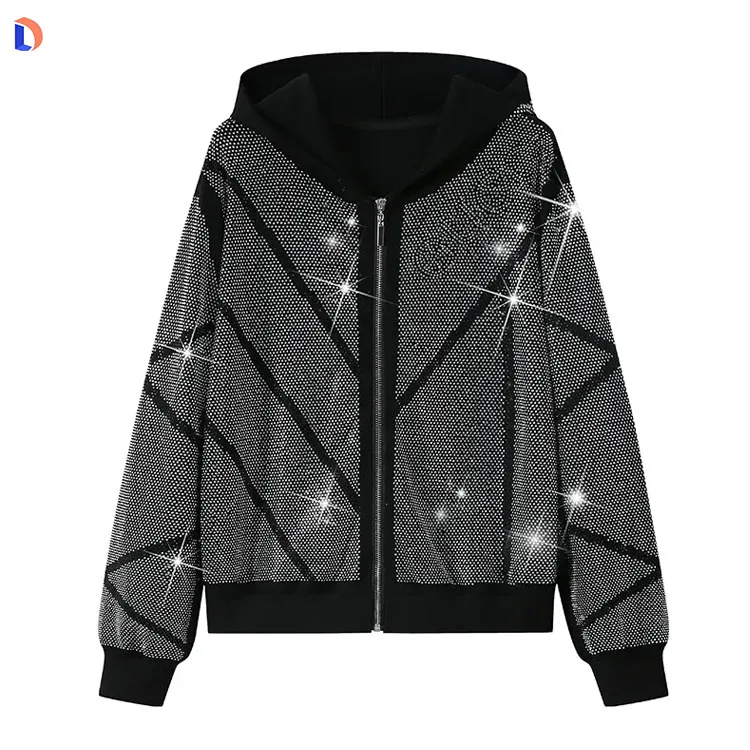 Wholesale  Luxury Track Suit With Rhinestone Work Good Quality 2 Piece Set For Women