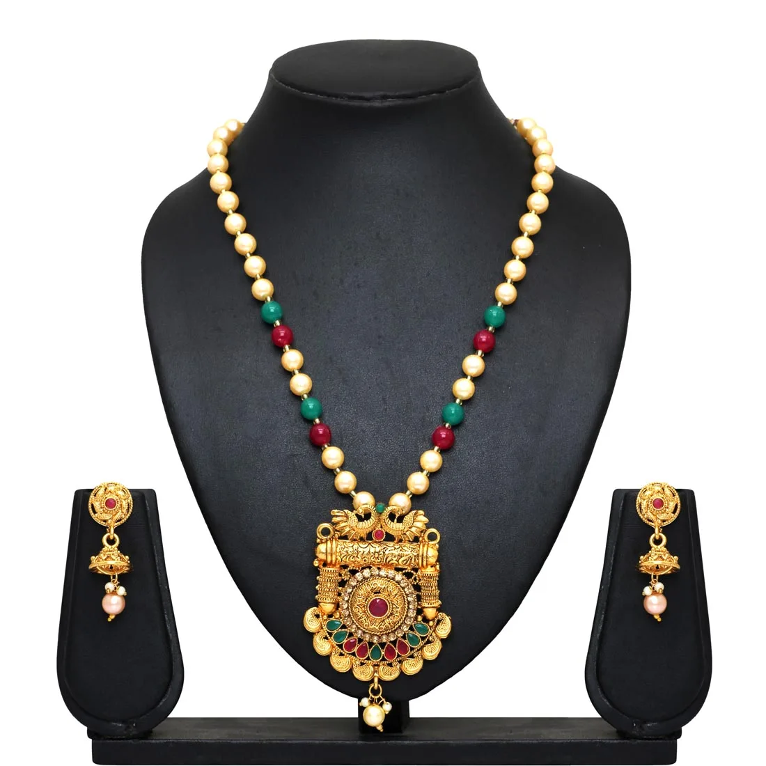 Latest Exclusive Designer Fashion Indian Jewellery Light Weight Matt Gold Long Traditional Necklace set With Long Earrings 2023