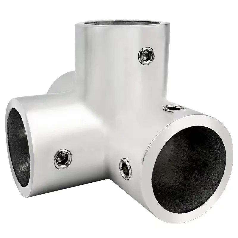 Stainless Steel Handrail Pipe Fitting Marine Hardware Boat Deck Fishing Rod Holder Tee Rail Brackets Connector casting service