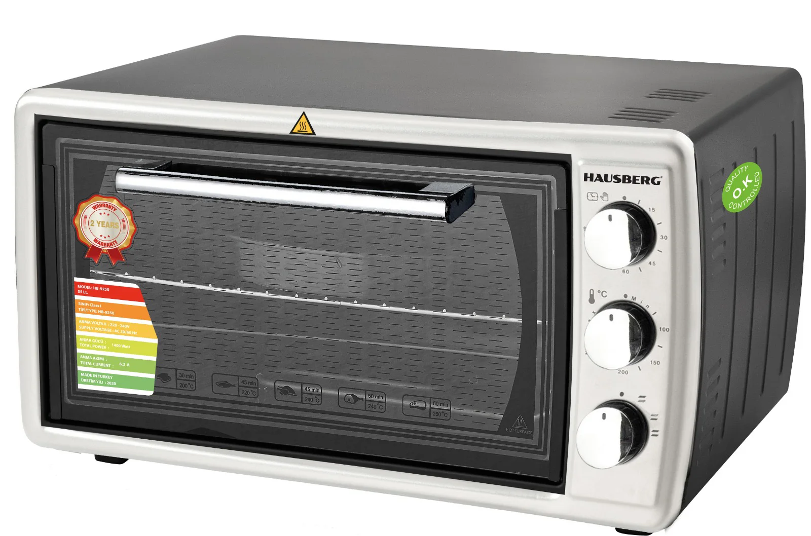 Hausberg / High Quality Electric Midi Oven / 48L Interior Volume / Adjustable Timer And Audio Alarm / 1400W
