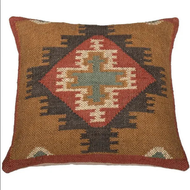 Decorative Indian Wholesale Woven Cushion Cover 100% Organic Wool Jute Pillow Cover Sofa Couch Vintage Kilim  Embroidered Pillow
