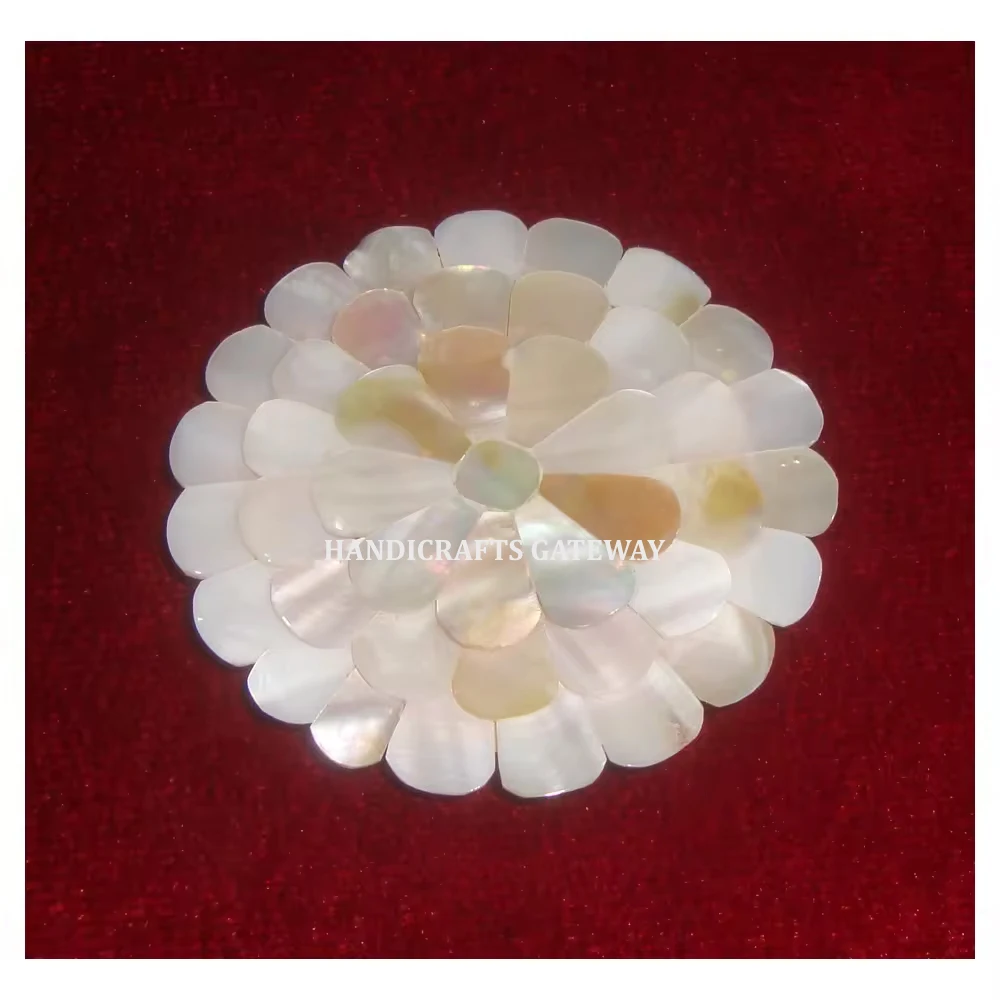 Glossy Finish And Cheap Prices Of Sun Flower Shape Natural Polished Mother Of Pearl Mirror Mostly Use Makeup Women And Girl