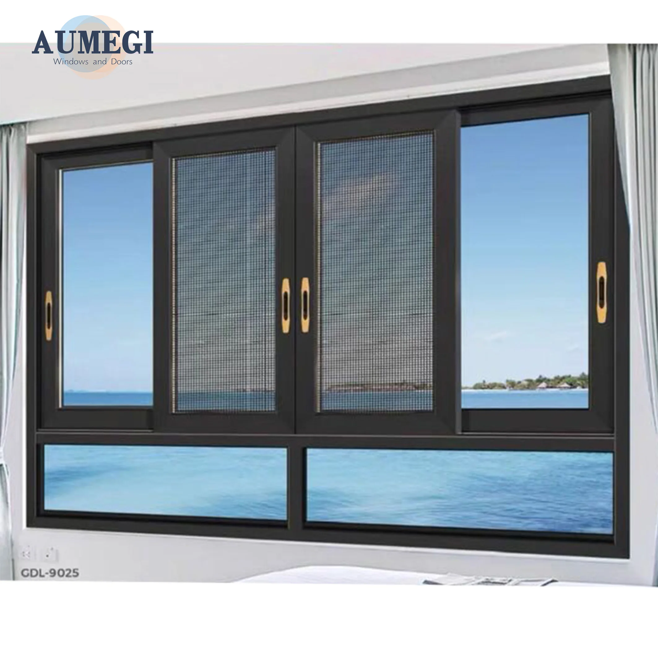 Aumegi Apartment Aluminum Sliding Window Door Bronze Aluminium Sliding Windows