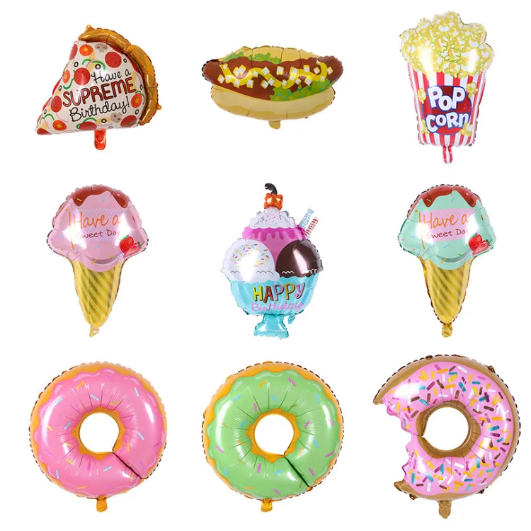 Longstar Dessert balloons donuts phi popcorn hot dog king cones birthday ice cream hamburgers Foil Balloon Series
