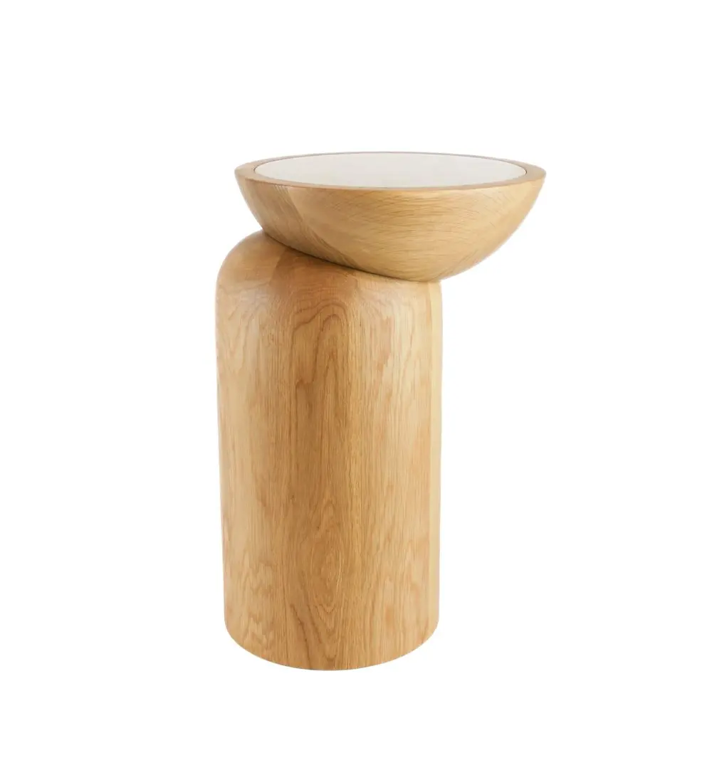 Solid Wood with Natural Stone Top Side Tables/Nightstands for Living Room and Bedroom Home Furniture