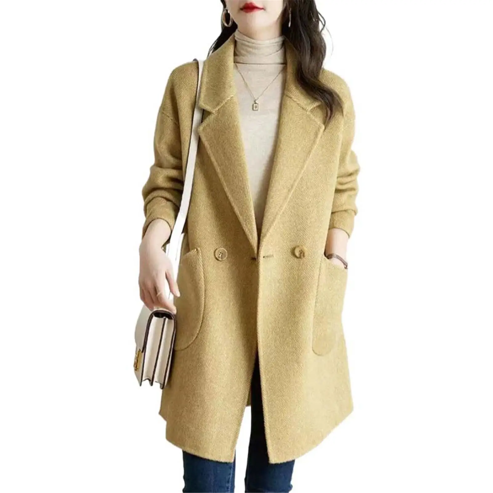 Wool Blends Women Winter Coat Fashion Jacket  Cotton Long Wool Jacket Women Autumn Winter 2023 Collar Double  Wool & Blends