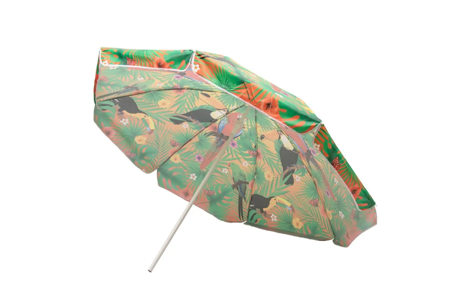 Top Class Custom 2.0m 140gm Poly Canvas Digital Parrots Sunset Pattern Family Beach Umbrella Fast Sale