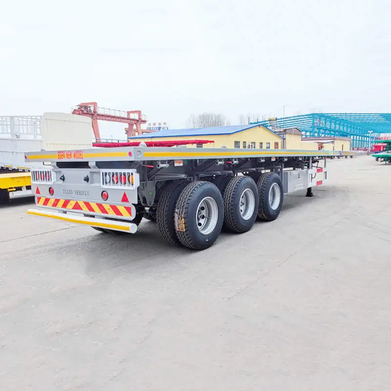 TITAN 2024 New Style 40 Ft Flatbed Trailer  60T 3 Axle Semi Flatbed Container  Trailer Manufacturers for sale near me