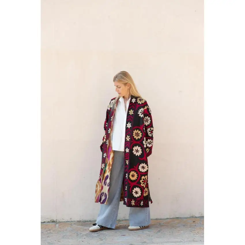 2025 Embroidered Short Jacket Autumn Boho Uzbek Kashmir Crewel Christmas Special Gift Classic Suzani Hand Long Sleeve Jacket