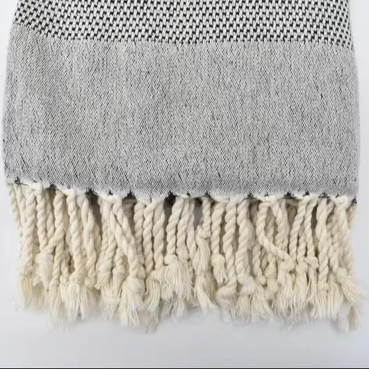 Direct from Producer in Turkey Hasir Black Turkish Cotton Adult Sports Towel for Yacht Gym Yoga Picnic Woven Techniques