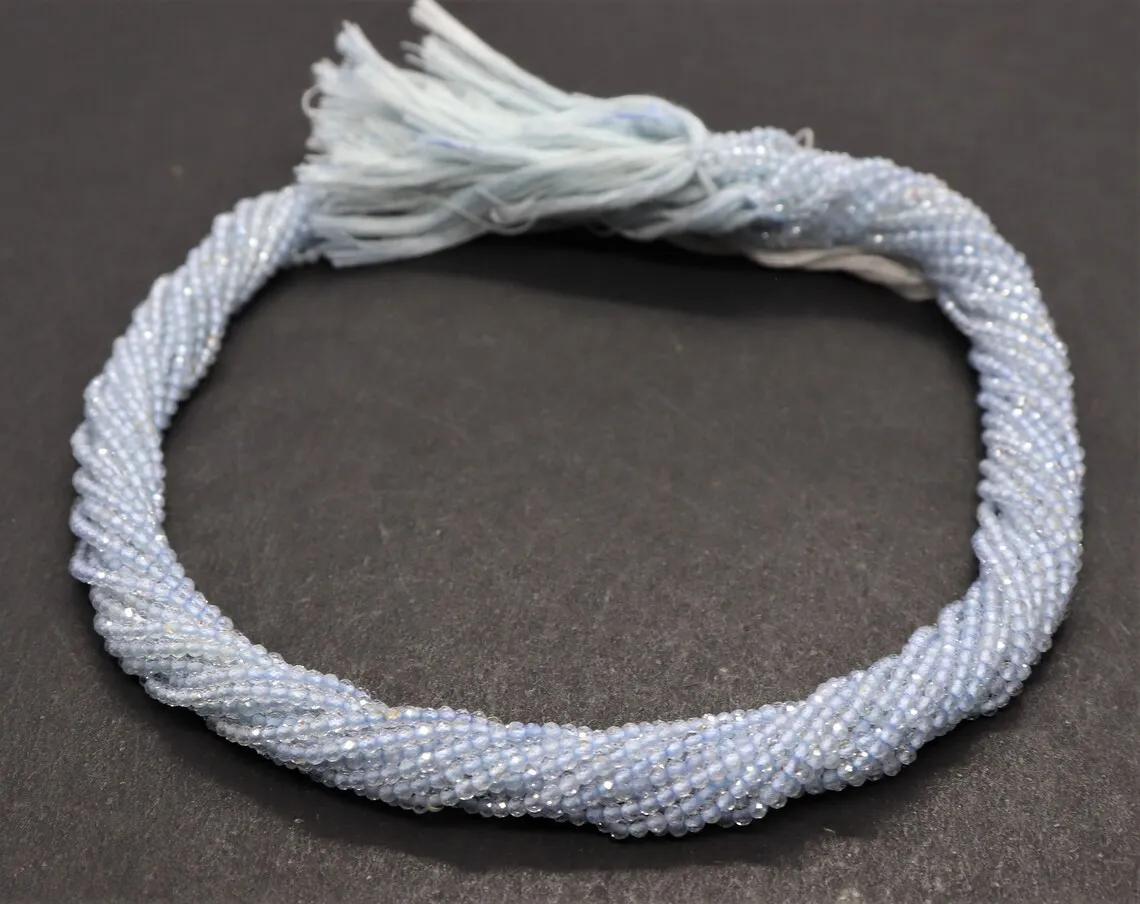 Blue Topaz Coated Faceted Rondelle Beads Natural Blue Topaz Gemstone Loose Beads For Jewelry Making Wholesale Bulk