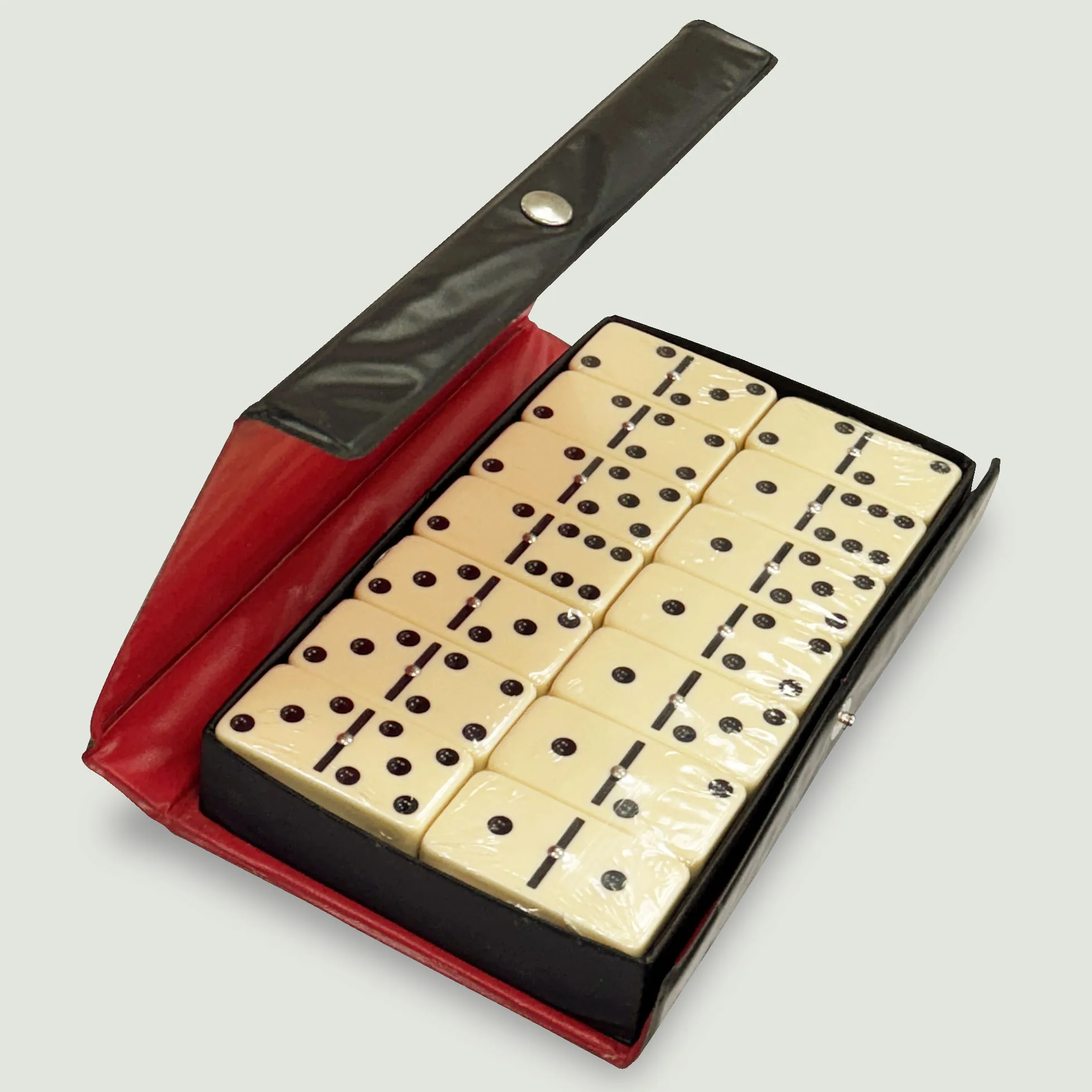 TFB-66XLPV Classic Hot Selling JUMBO size UREA 28-pcs Double Six Domino Game with spnner in vinyl case