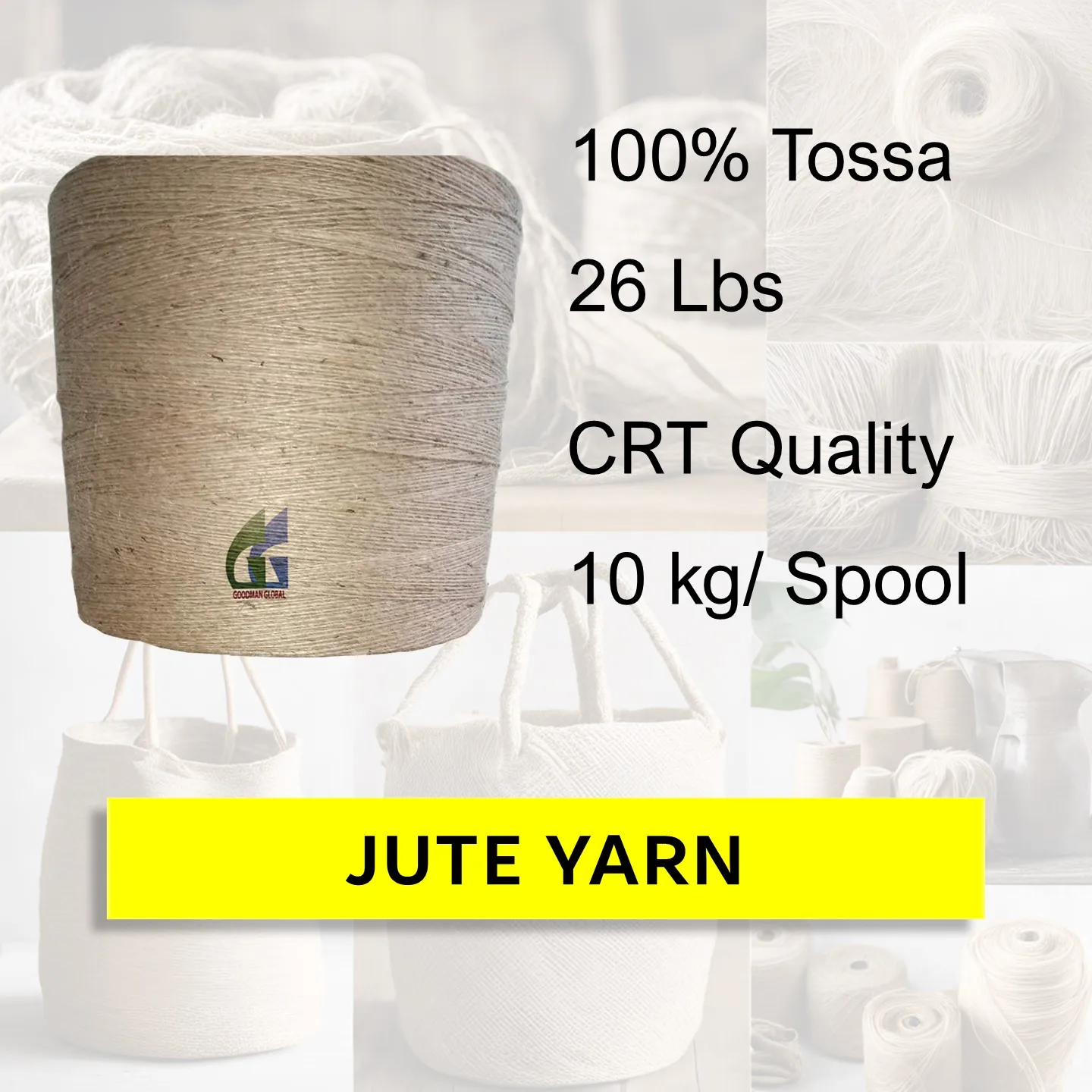 Джутовая пряжа 26 фунтов CRT качественная прочная для вязания и шитья натурального цвета Бестселлер Goodman Global Bangladesh
