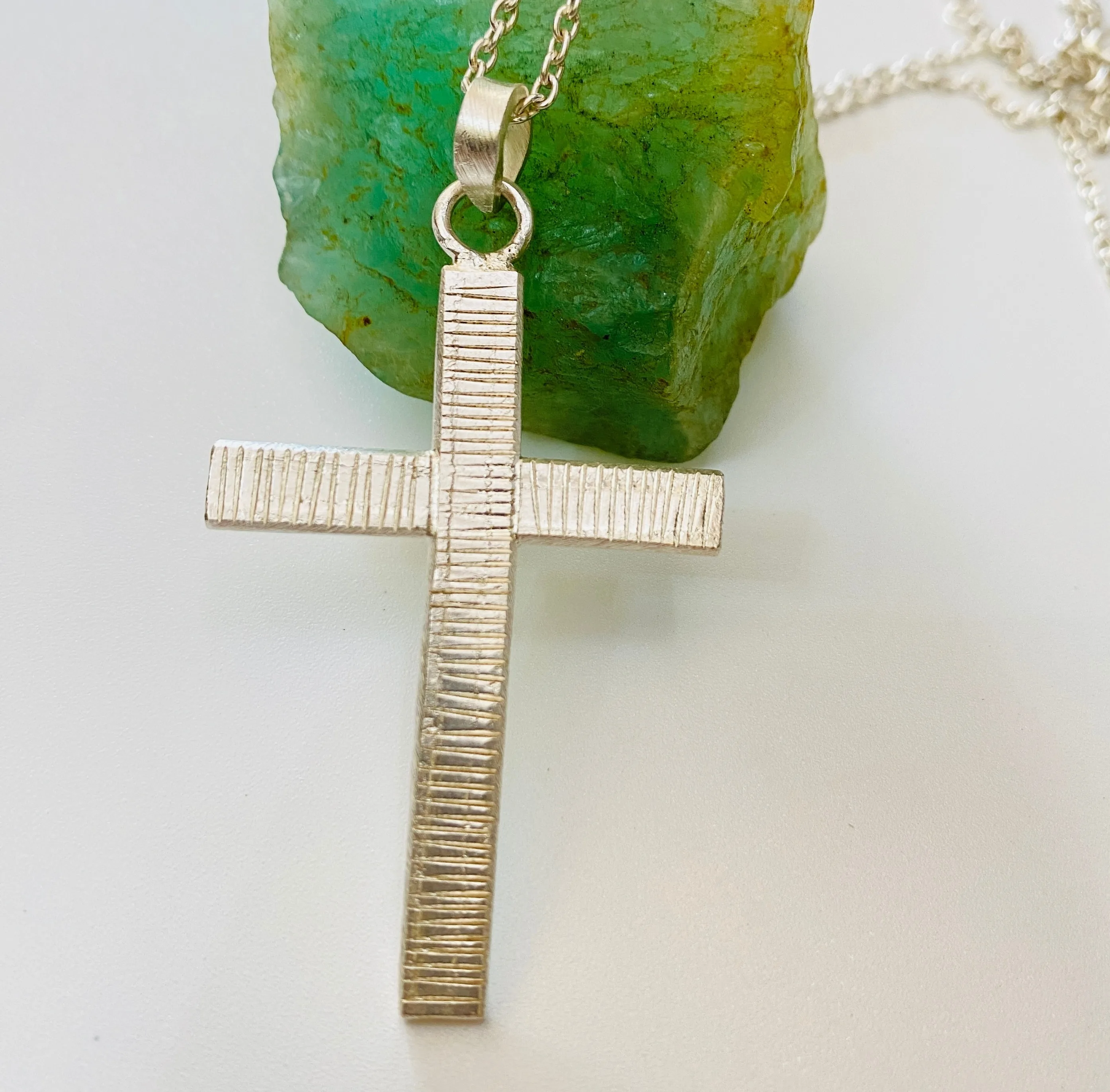 Silver Cross Necklace 925 Sterling Silver Handmade Cross Silver Pendant Christian Cross Necklace