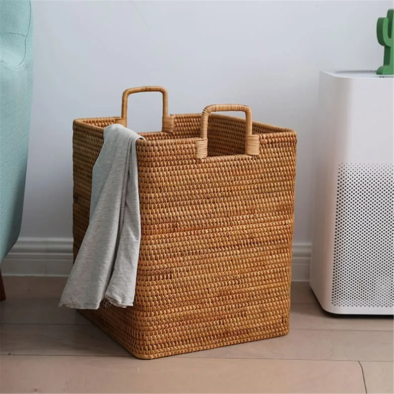 Basket Homme Design Multi Usage Wholesale Price Kid Laundry Custom Rattan Weave Square Storage Basket Made in Vietnam AGENAS