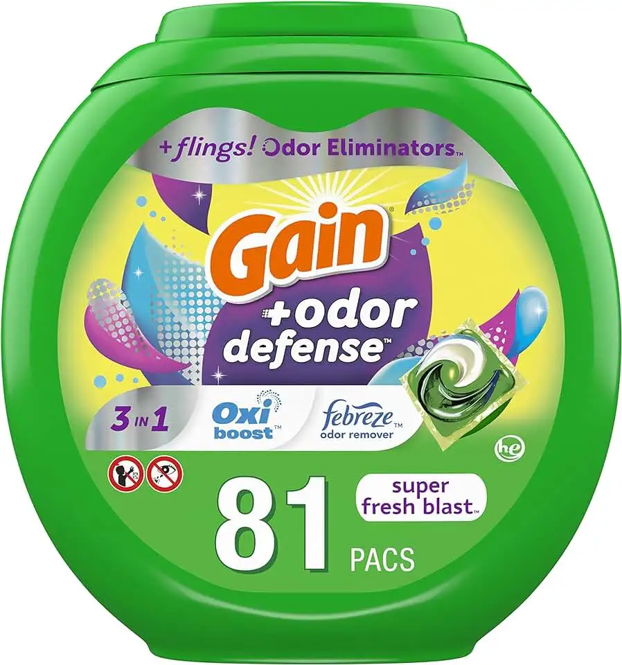 Gain Flings Ultra Oxi Laundry Detergent Pacs, Waterfall Delight Scent, 112 Count