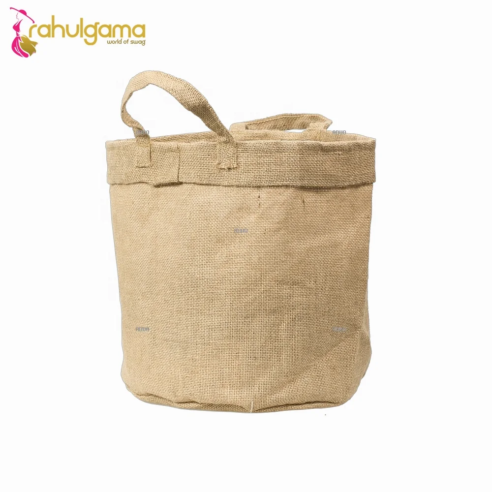 2024 Indian Manufacturer Wholesale Custom Jute Tote Bag Fashion Style Cotton Handle Fabric Shopping Travel Gift Logo Printed