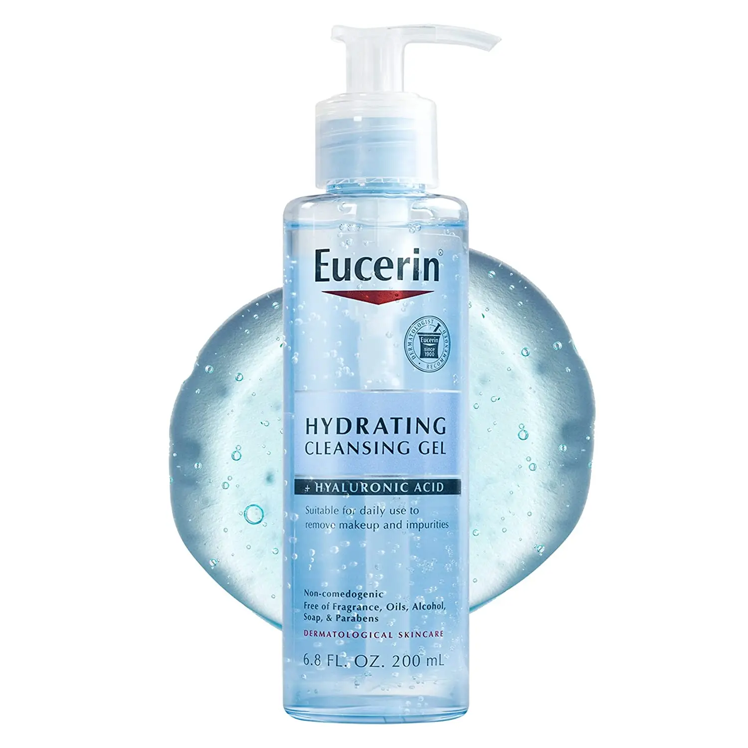 Eucerin Hydrating Cleansing Gel, Daily Facial Cleanser Formula, Daily Facial Cleanser Formulated with Hyaluronic Acid, 6.8 Fl Oz