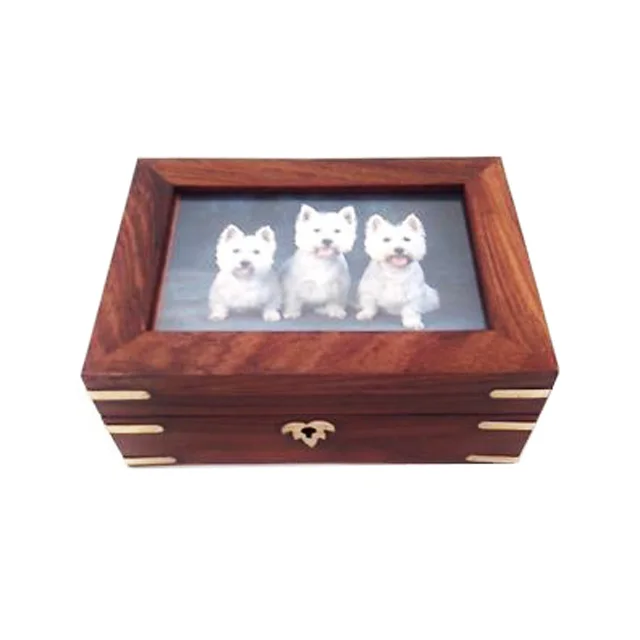 Handmade Pet Photo Frame Wooden Cremation Urns for Funeral And Male Female Urns Customization