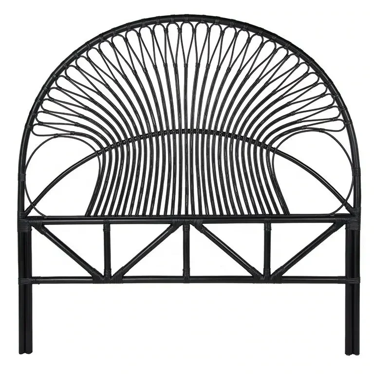 Wholesale Rattan Headboard Home Furniture Bedroom Furniture Modern Home Bed Rattan High Quality Luxury Solid Wood Traditional