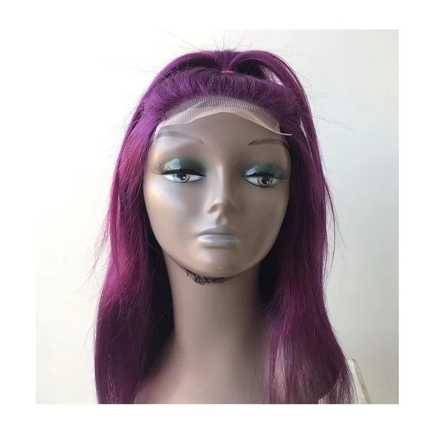 Top Quality Raw Mink Brazilian Cuticle Aligned Purple Color Wig Wholesale Remy Hair Colored Soft Purple Shiny Hair Wig Extension