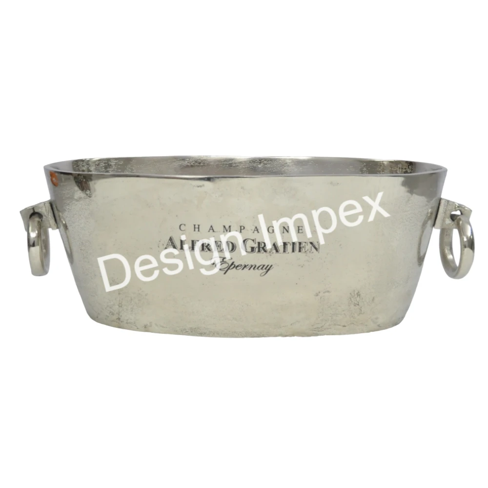Barware Beverage Tub With handles hot selling Cast aluminium Champagne Cooler And Wine Bottle Chiller Oversize Ice bucket
