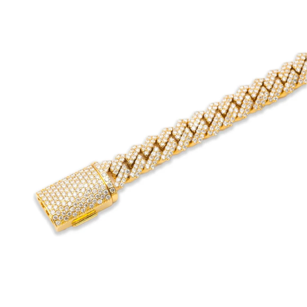 Hip Hop Miami Cuban Link Iced Out Full Moissanite VVS Diamond Cuban Bracelet 925 Sterling Silver Bracelet Fine Diamond Jewelry