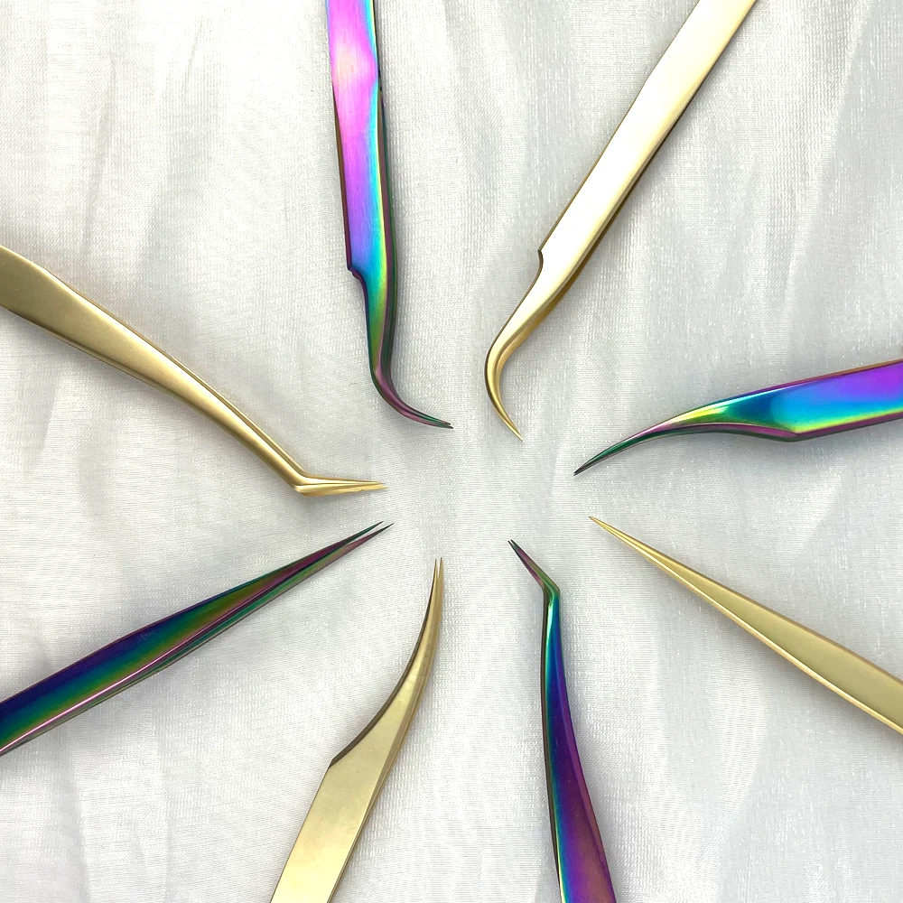 volume tweezers set with fiber tips stainless steel high quality dumout vetus classic volume eyelash tweezers set with logo