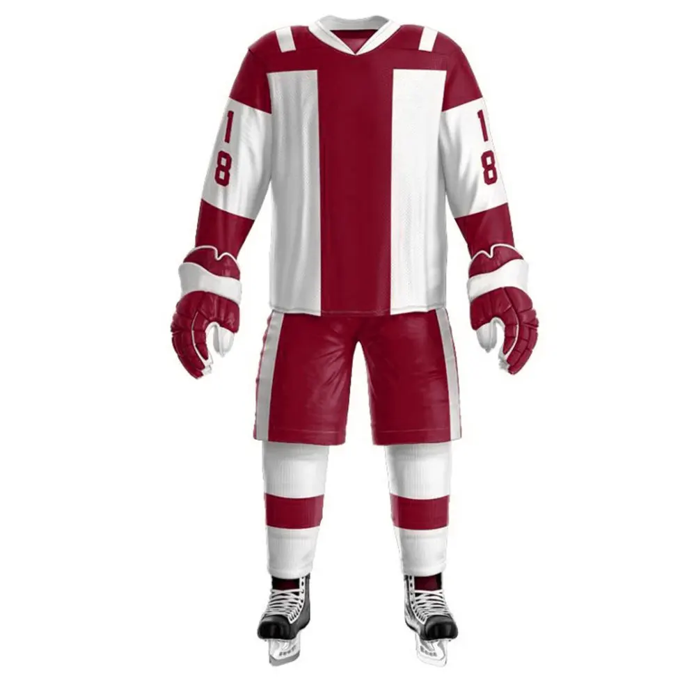 Premium Quality Factory Manufacture Ice Hockey Jersey And Pant Sets Wholesale Price Ice Hockey Uniform