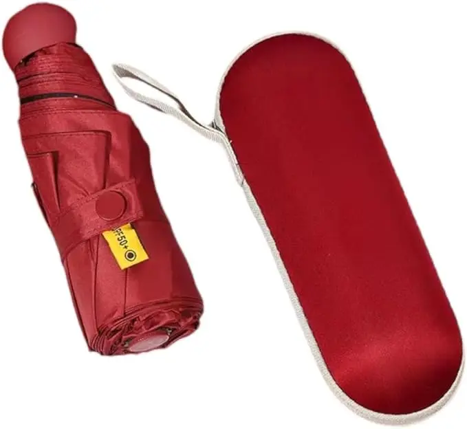 Mini Travel Umbrella, Windproof Compact Umbrella with UV Protection and Case for Women and Men