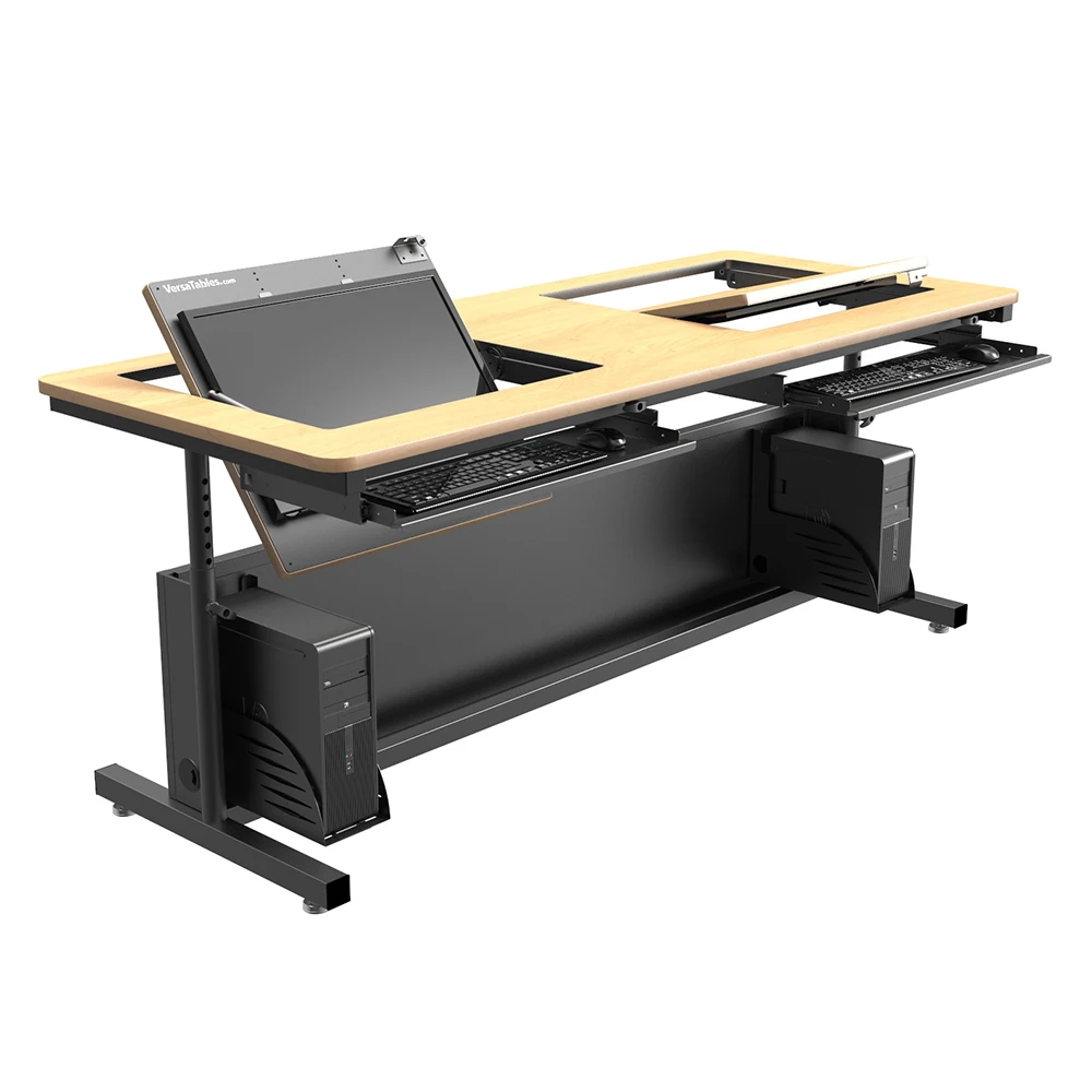 VersaDesk Revolution Adjustable Height Computer Desk  Black/Maple