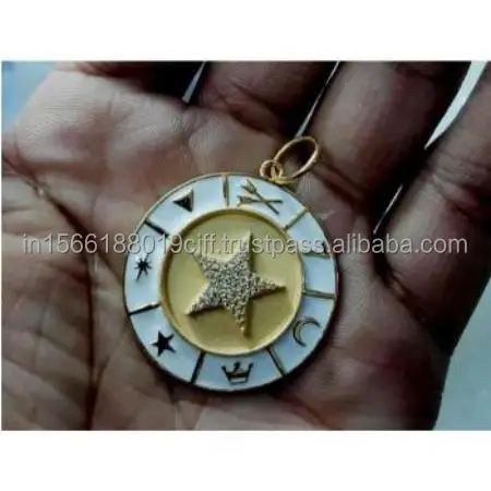 Charm Pendant With White Enamel Studded White Topaz 925 Sterling Silver Horse Shoe Charm Pendant