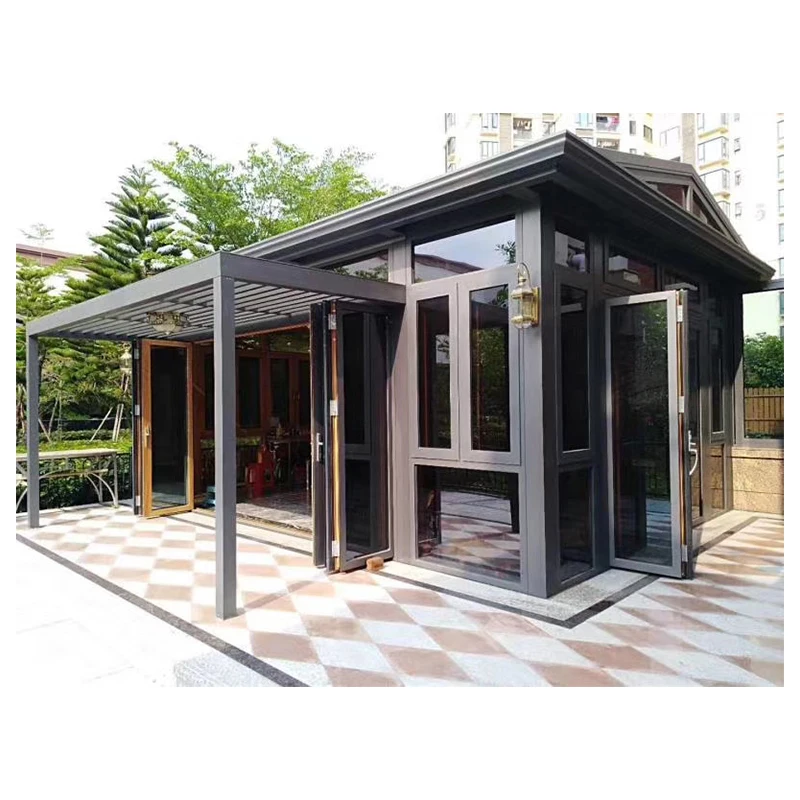 Customized winter garden free standing sunroom aluminum outdoor glass house veranda sunroom