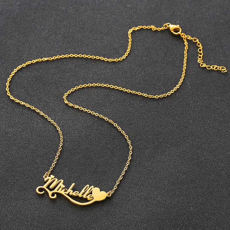 Custom Cursive Pendant Plated necklace Birthston Engraved Name Womennecklace