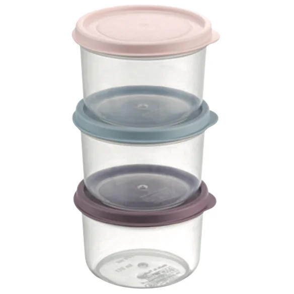 3 Pcs 175ml Mini Round Storage Container Set with Lids Ideal for Snacks Baby Food Gift Box BPA-Free Clear Plastic Jars Stackable