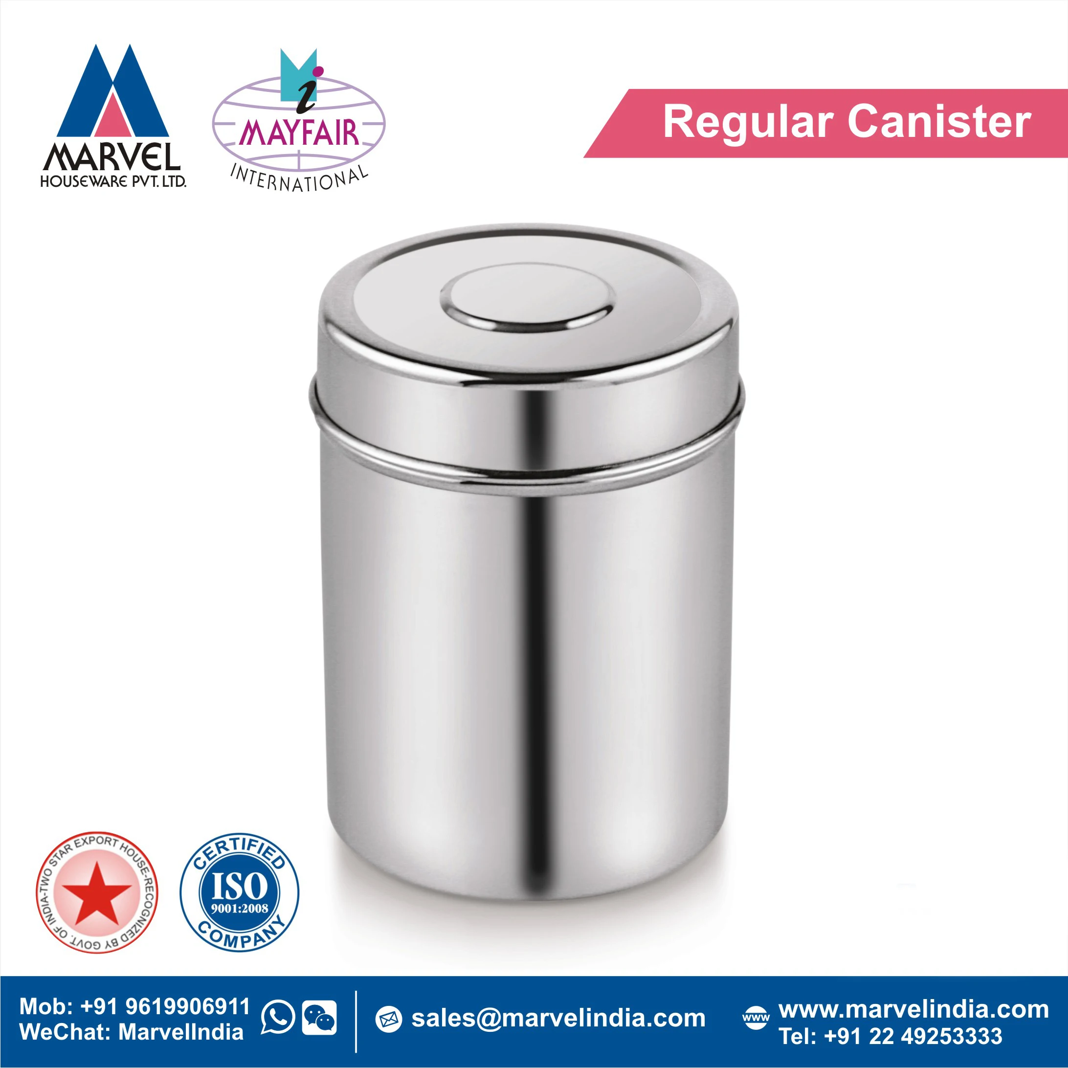 Wholesale Price Stainless Steel Airtight Food Storage Rib Canister For Sugar Tea Coffee Candy