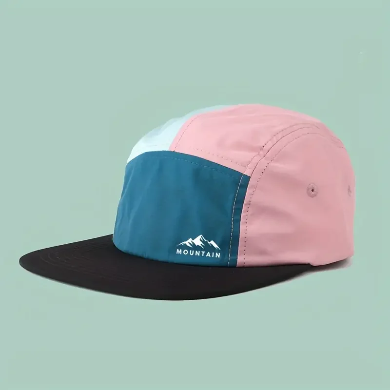 Retro Color-Matching Five-Piece Hat Quick-Drying Waterproof Soft Top Duckbill Hat Trendy Outdoor Sports Sun Hat Flat Brim Hat