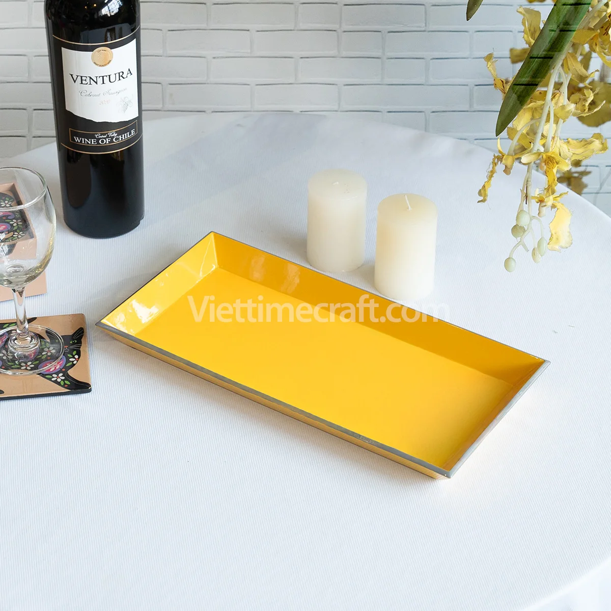 Wholesale White Or Customized Color, Design Lacquer Tray, Wood Serving Tray With Unique Pattern From Vietnam
