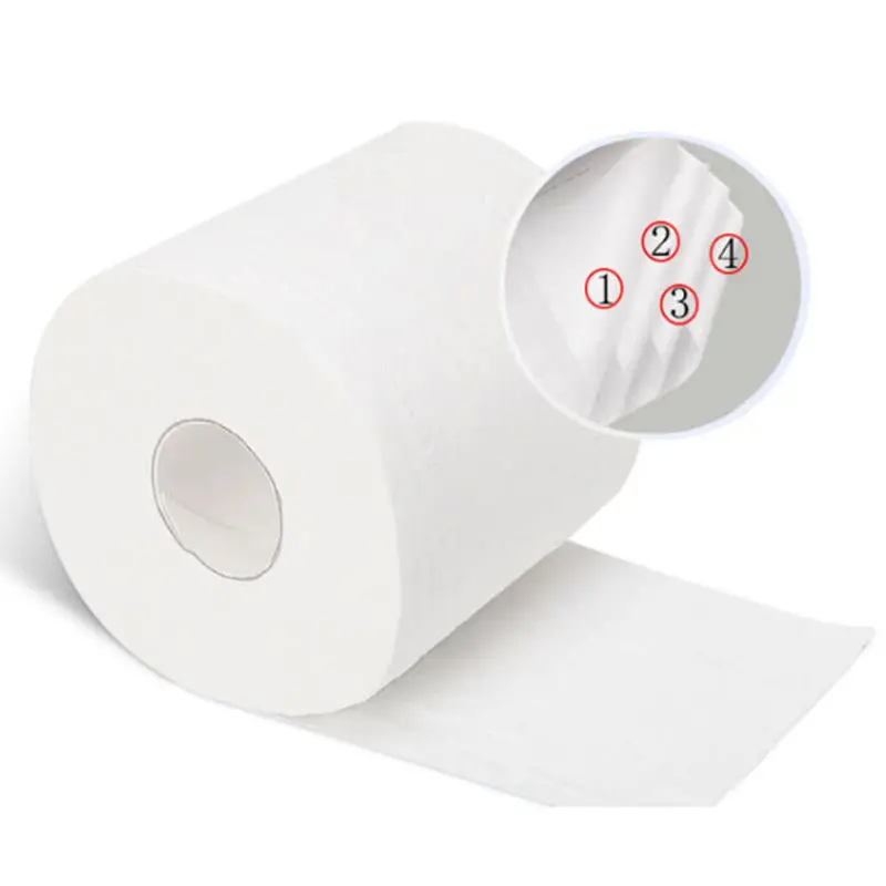 Wholesale 3 Ply Layer Printed Core Bathroom Tissue Toilet Paper Toilet Tissue Roll Bamboo Plain White Room Packaging