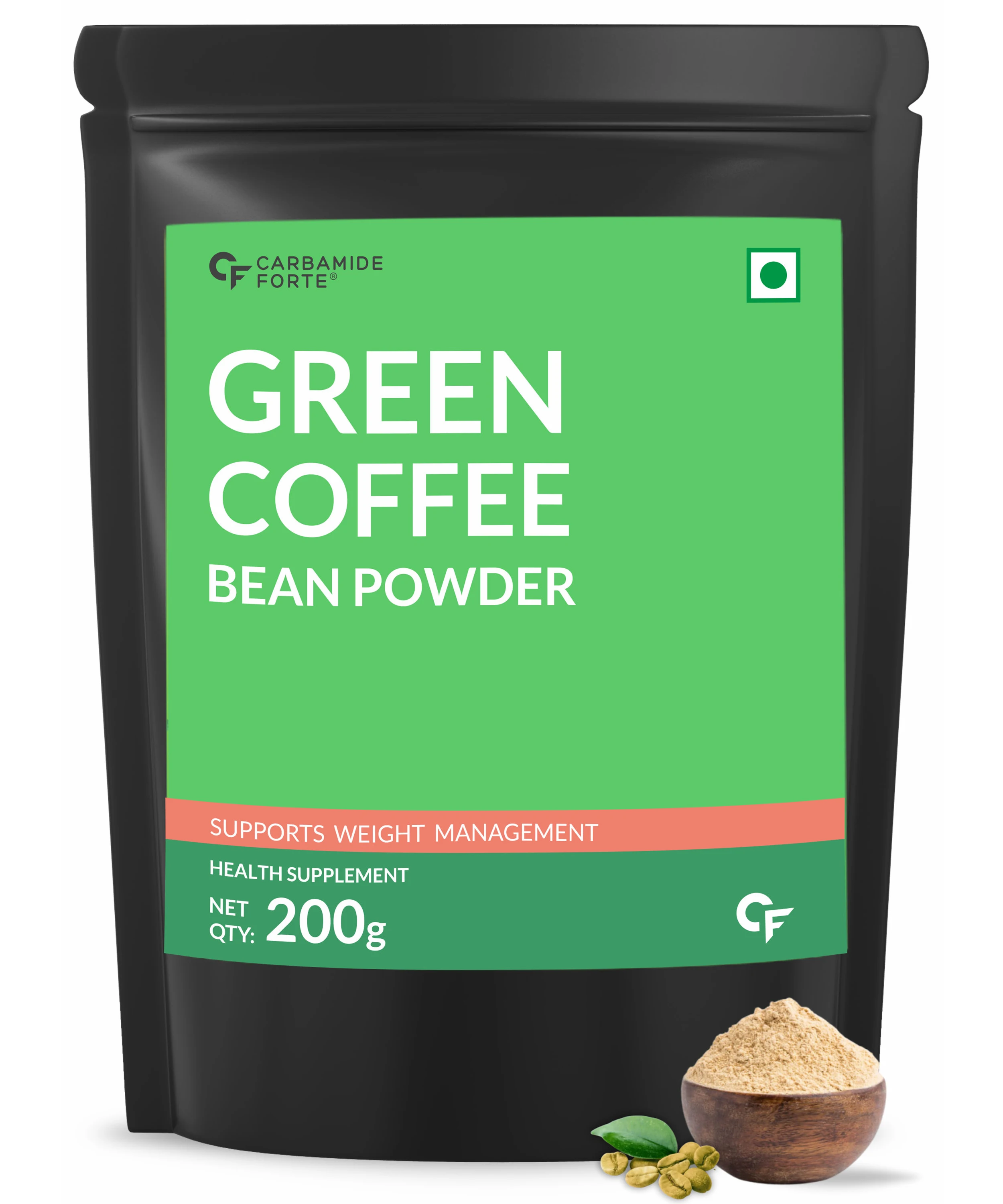 Green Coffee Beans Powder with High CGA & Low Caffeine boosts energy, metabolism &stamina, aids weight loss, controls stress