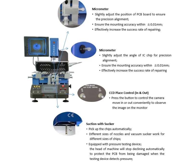 infrared BGA Soldering Rework Station Repair Machine For Smd Cpu IC Chip Rework Reballing Station WDS650