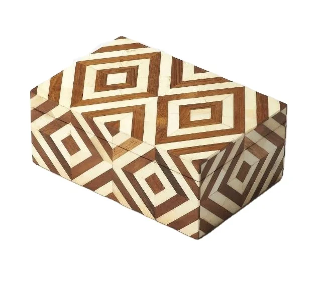 Wooden Brown Bone Inlay New Design Decorative Jewellery Box Black Bone Inlay Best Quality Jewellery Storage Unit Black Gifts
