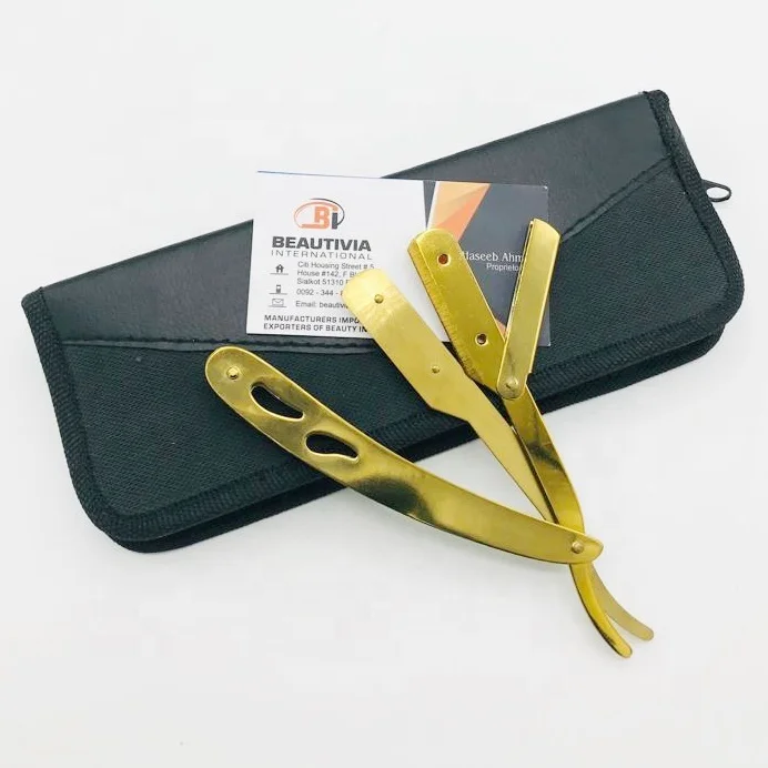 Gold Plasma  Classic Stainless Steel Professional Barber Straight Edge Razor