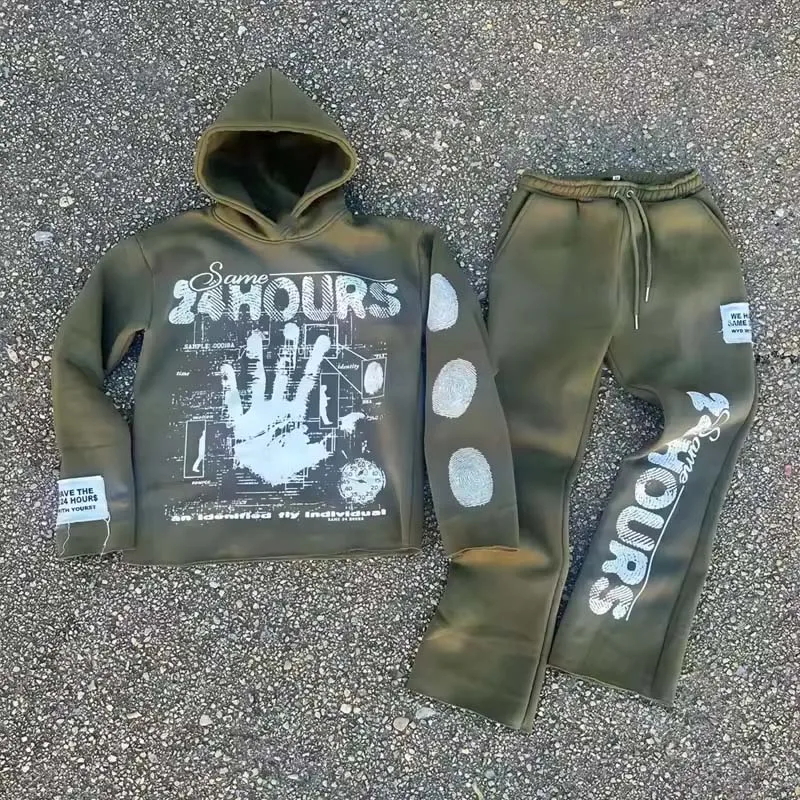 YUJIA OEM Custom design your own blank acid wash tracksuit 400 450 500 men summer 100% organic cotton streetwear tracksuit
