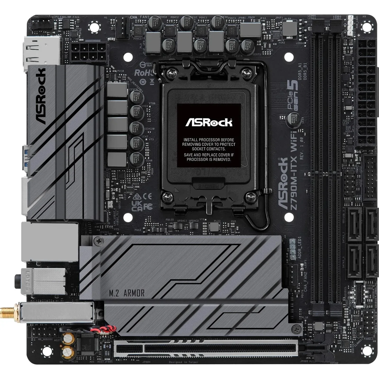 ASRock Z790M-ITX/WiFi Desktop Motherboard for  LGA1700 CPUs 2 slots DDR5, PCIE 5.0 x16 Dual Lan 2.5Gb Brand New