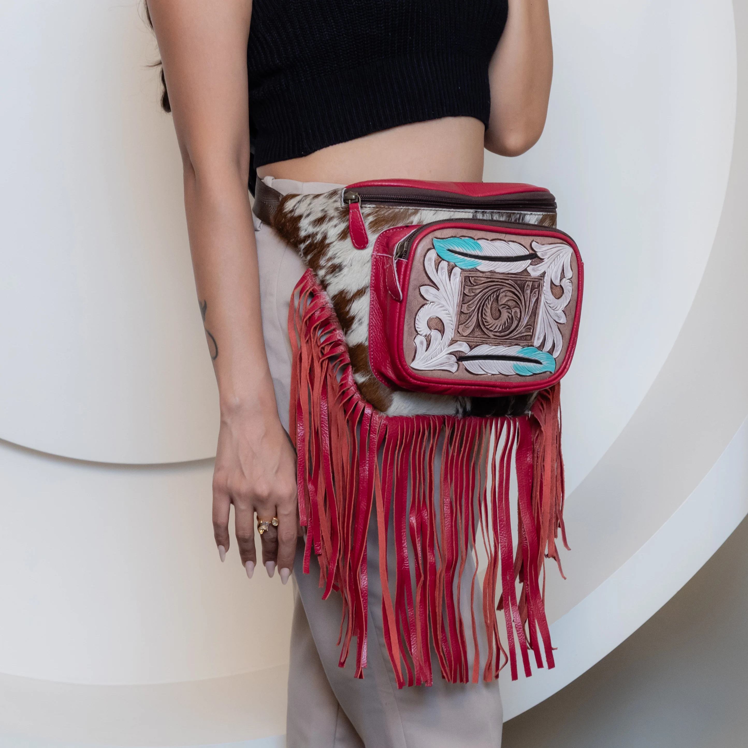 New Designer handmade western Leather Multi Pockets Waist Hip Bags With Adjustable Strap Unisex Leather Utility Fanny Packs