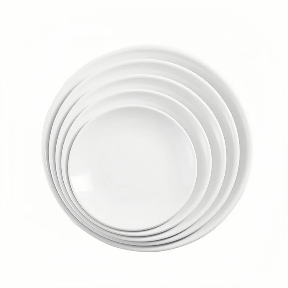 Round Melamine Dinner Plate, White Lightweight Plates for kitchen,camping,salad,appetizer, Dinner Plates Set